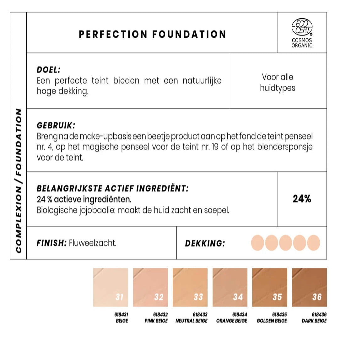 Fond de Teint Bio Perfection N°33 Beige Neutre-Couleur Caramel