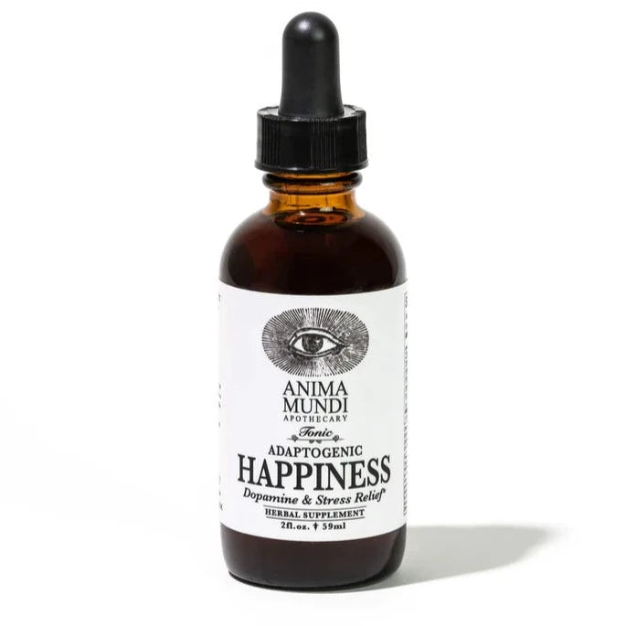 Anima Mundi Happiness Tonic is alles wat je nodig hebt om rust te voelen. Het kan helpen je hormoonfunctie, serotonine en dopamine levels te stabiliseren, en heeft ook een rustgevend effect op je zenuwstelsel.