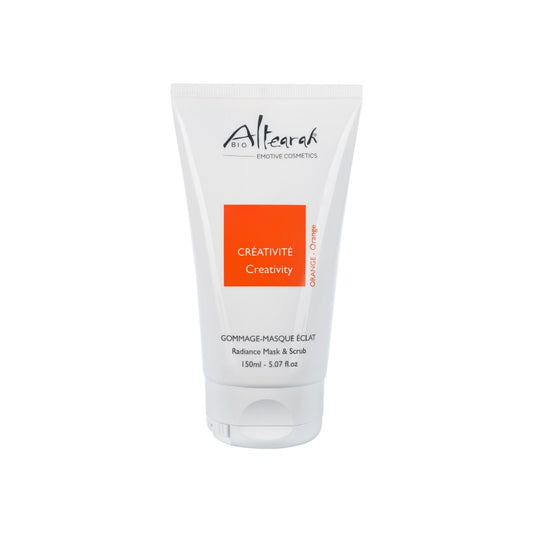 Altearah Radiance Mask & Scrub Orange Creativity, een heerlijk 2-in-1 product, een masker een exfoliërende face wash.