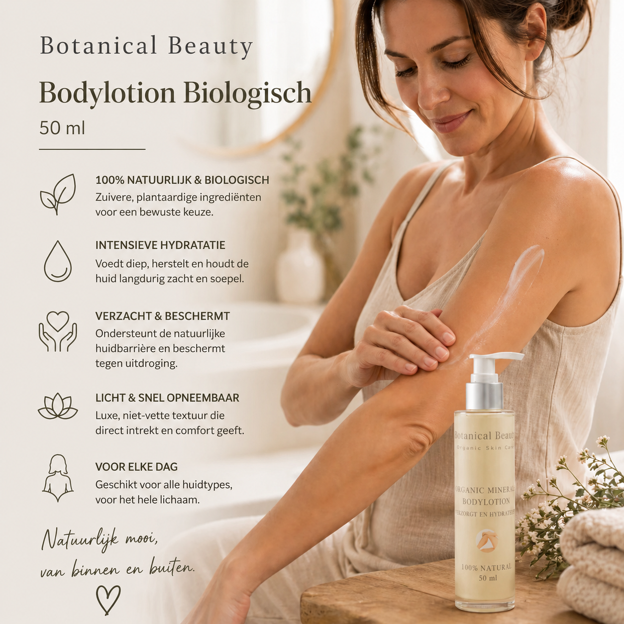 Aanbrengen Botanical Beauty bodylotion voedt en hydrateert huid