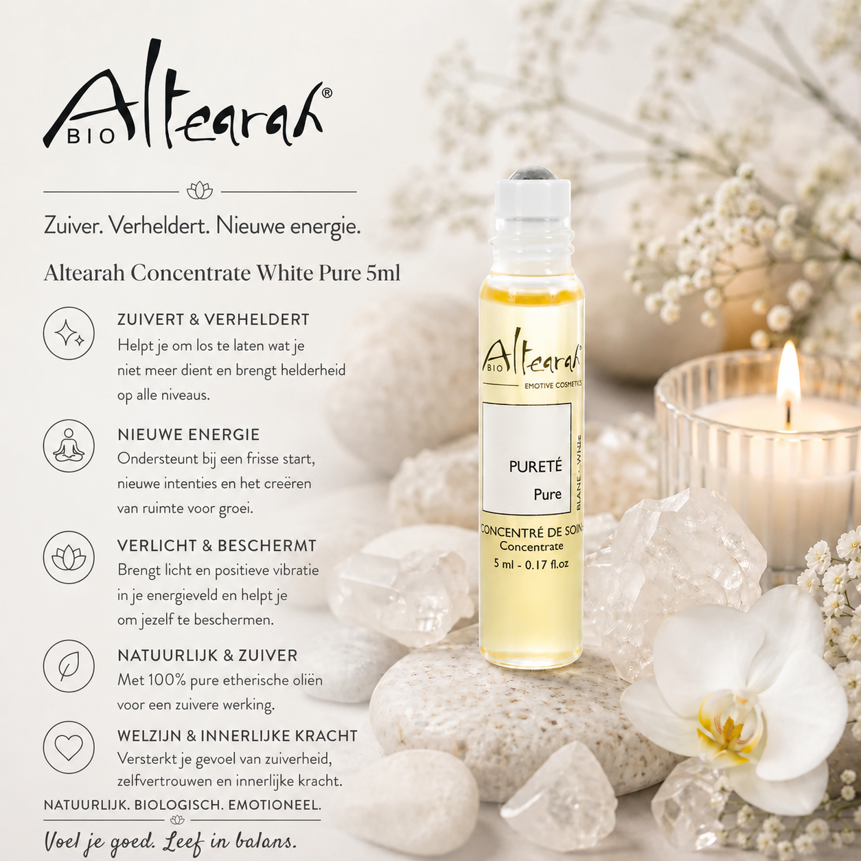 Altearah White Pure concentrate 5 ml roller zuivert met natuurlijke essentiële oliën