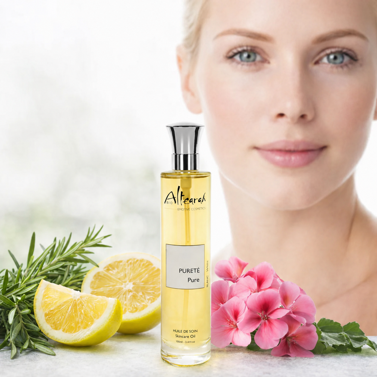 Altearah Skin Care Oil Pure White biologisch met rozemarijn citroen en geranium rustgevend huidverzorging ritueel