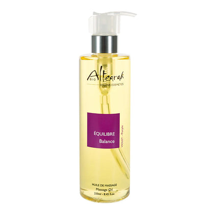 Huile de massage Altearah Violet Balance 250 ml, aromathérapie bio pour la détente, l'équilibre, l'anti-stress et le soin de la peau