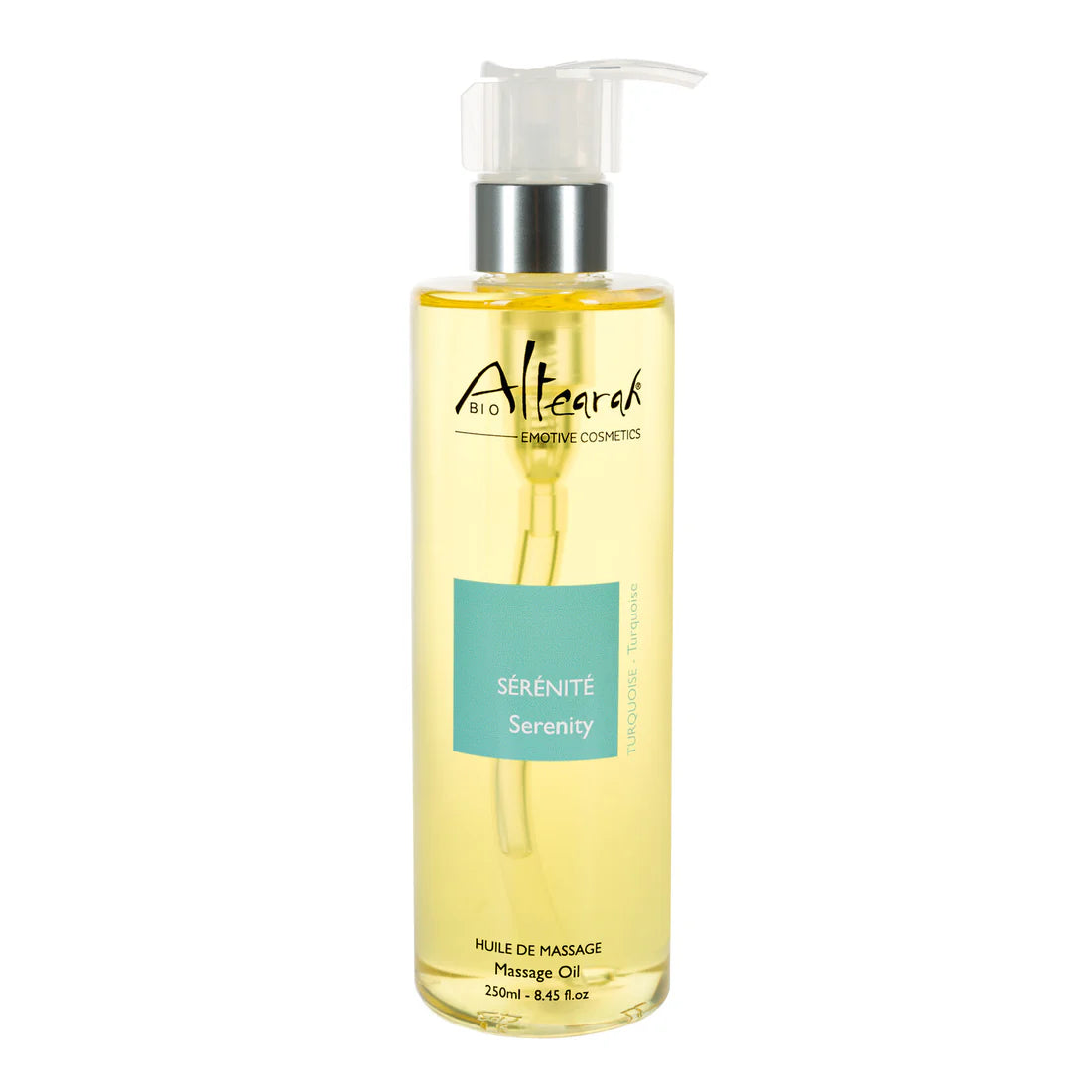 Altearah massage olie turquoise serenity 250ml biologische aromatherapie rust kalmte ontspanning huidverzorging