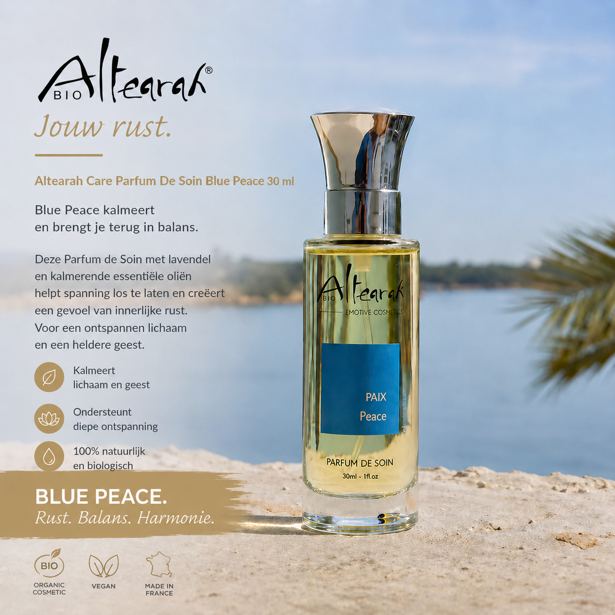 Altearah Blue Peace parfum zee achtergrond ontspanning rust aromatherapie geurbeleving
