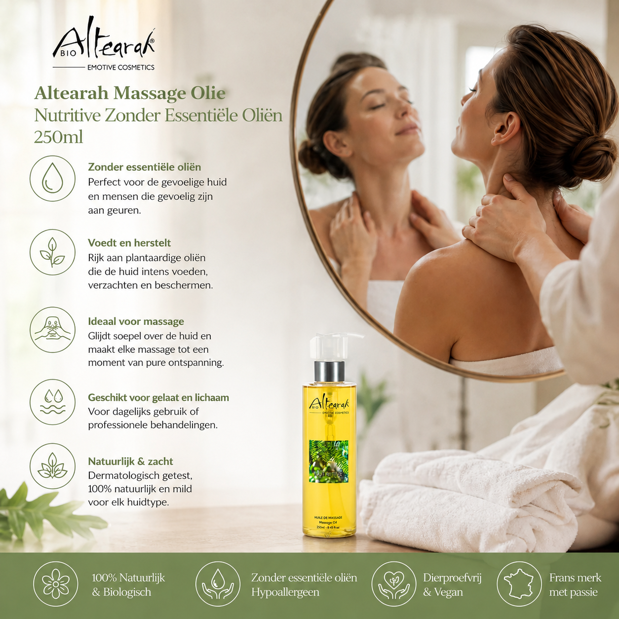 Altearah massage olie gevoelige huid nekmassage diepe ontspanning natuurlijk