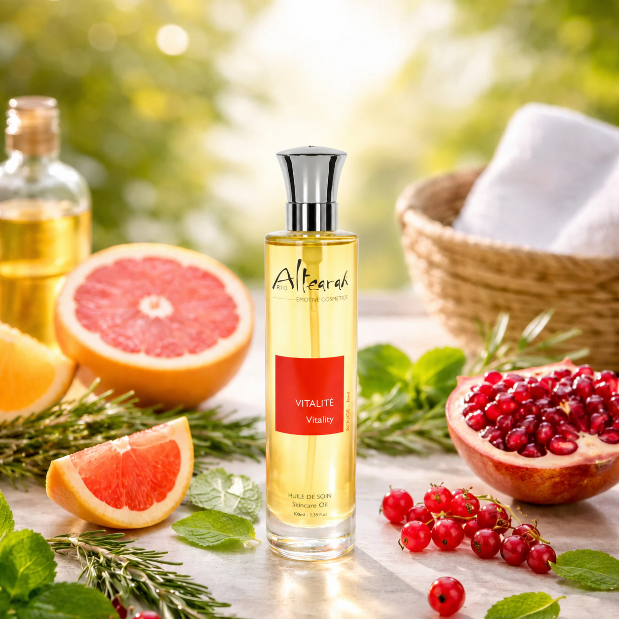 Altearah Red Vitality huidolie sfeerbeeld energie en vitaliteit