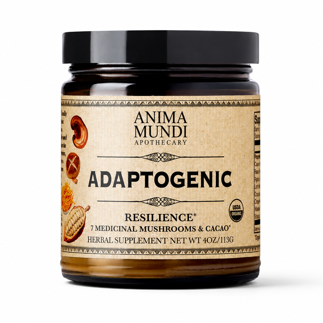 Anima Mundi Adaptogenic Resilience supplement 113 g met medicinale paddenstoelen voor stressbalans en energie