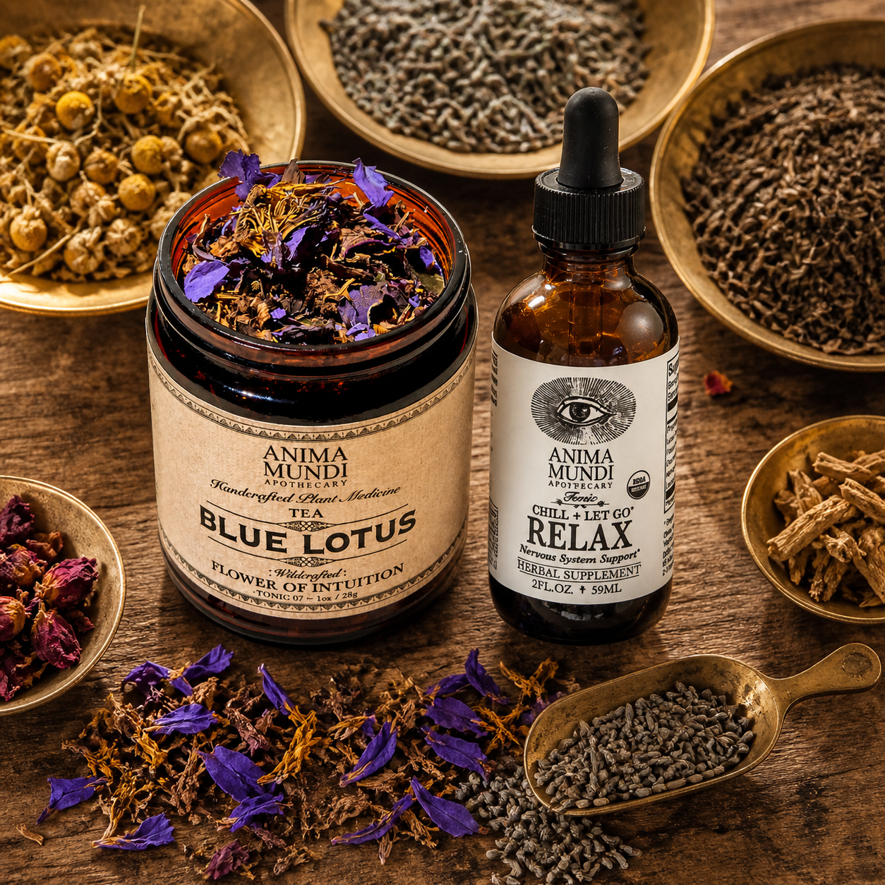 Anima Mundi Blue Lotus Relax Duo met natuurlijke ingrediënten voor diepe ontspanning en herstel