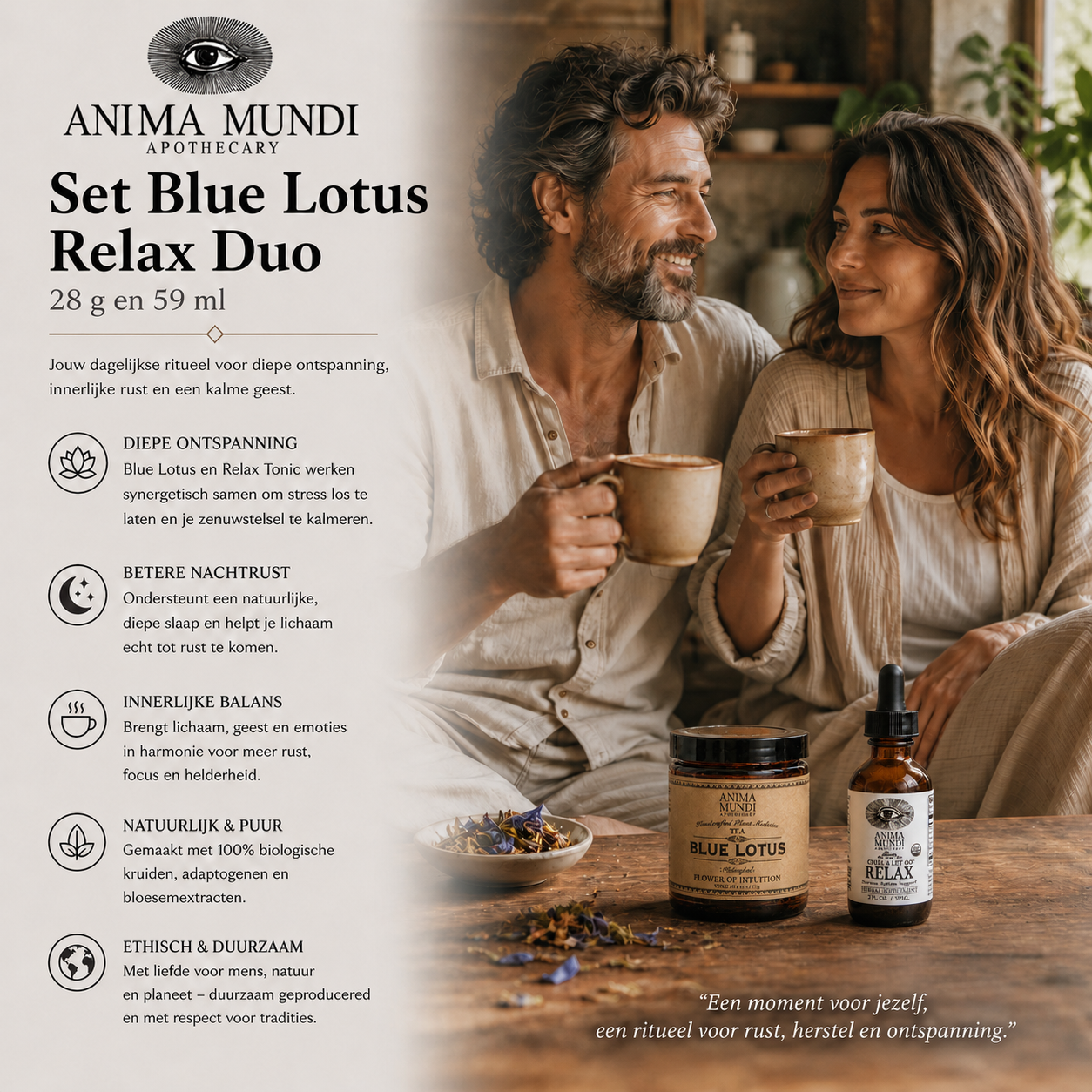 Anima Mundi Blue Lotus Relax Duo als dagelijks ontspanningsritueel voor rust, balans en verbinding