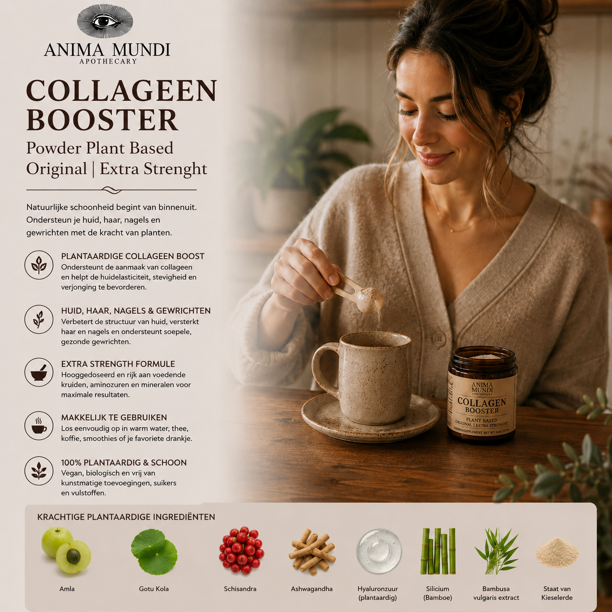 Anima Mundi collagen booster vrouw beauty ritueel huid haar nagels