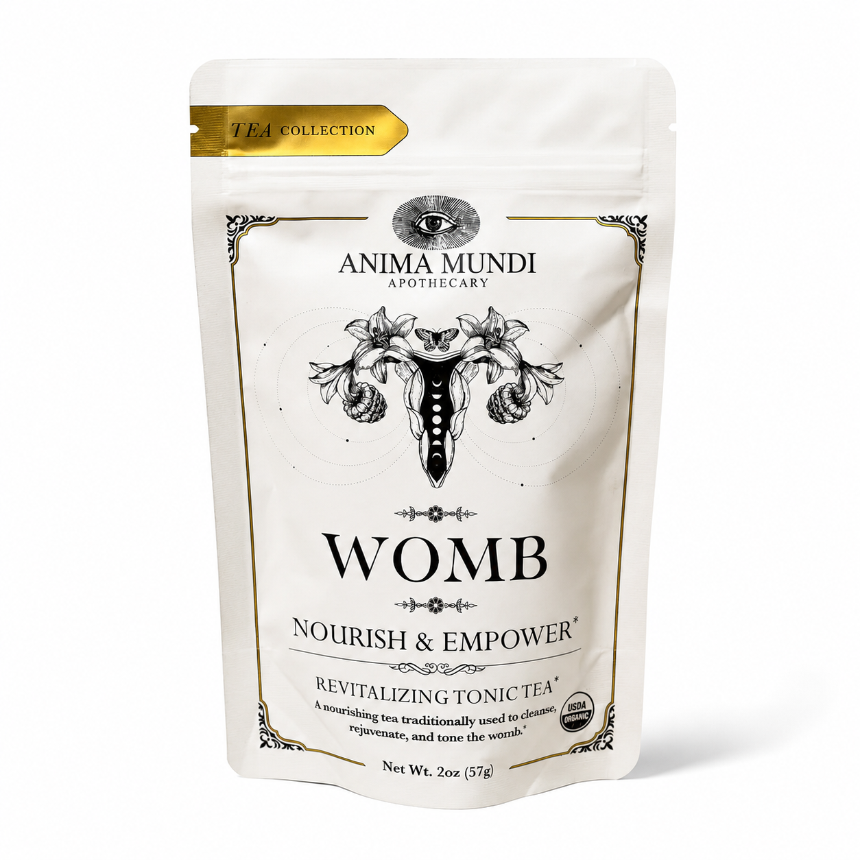 SEO alt tekst: Anima Mundi WOMB Kruidenthee 57 g voor vrouwelijke balans