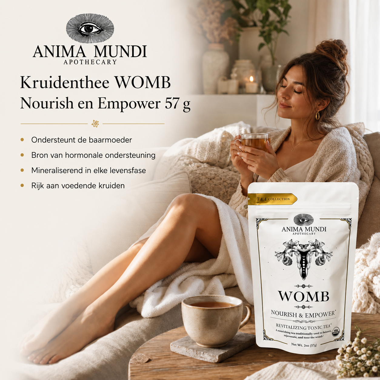 Anima Mundi WOMB Kruidenthee sfeerbeeld met rustmoment