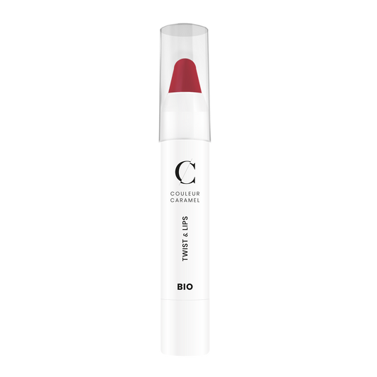De Twist &amp; Lips van Couleur Caramel heeft meer stevigheid dan een normale lipstick en “smelt“ minder snel.