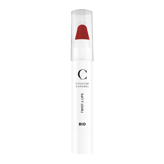 De Twist &amp; Lips van Couleur Caramel heeft meer stevigheid dan een normale lipstick en “smelt“ minder snel.