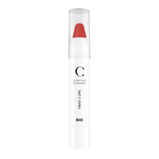 De Twist &amp; Lips van Couleur Caramel heeft meer stevigheid dan een normale lipstick en “smelt“ minder snel.