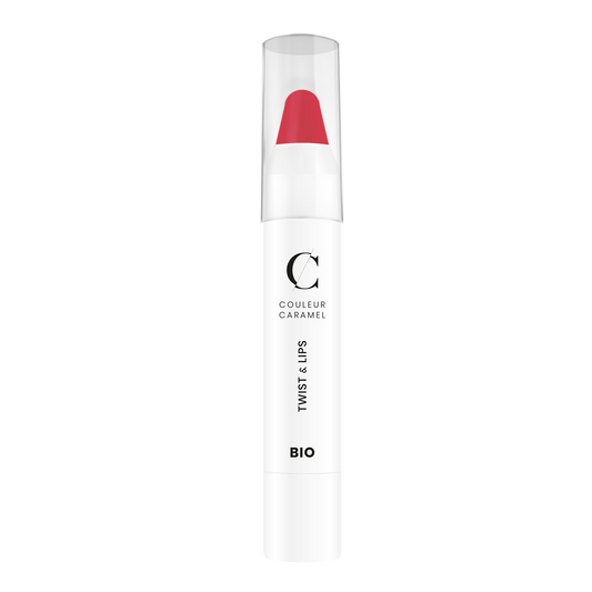 De Twist &amp; Lips van Couleur Caramel heeft meer stevigheid dan een normale lipstick en “smelt“ minder snel.