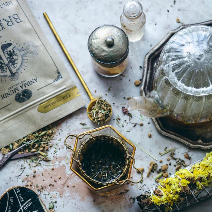 Breathe kruiden thee ritueel luchtwegen ontspanning warme thee setting