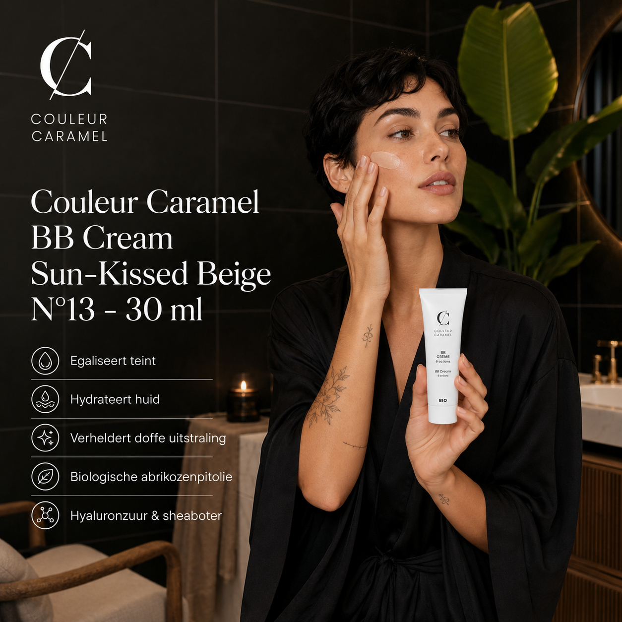 Couleur Caramel BB Cream Sun-Kissed Beige egaliseert teint in badkamer