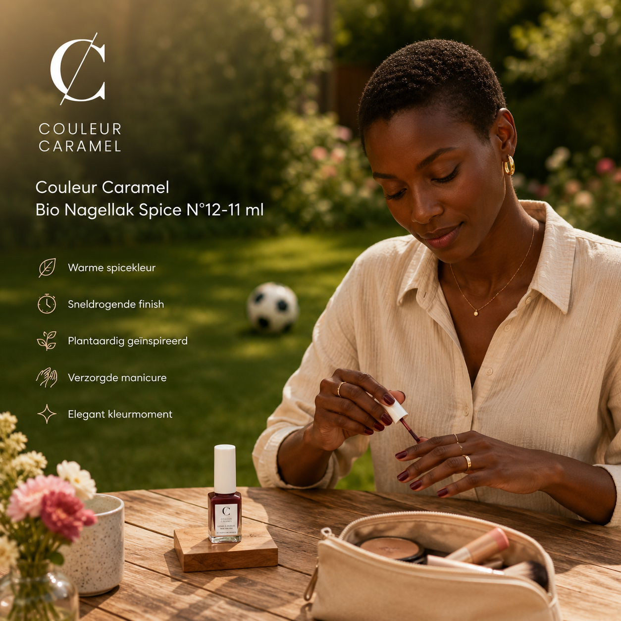 Couleur Caramel Bio Nagellak sfeerbeeld voor warme elegante nagels