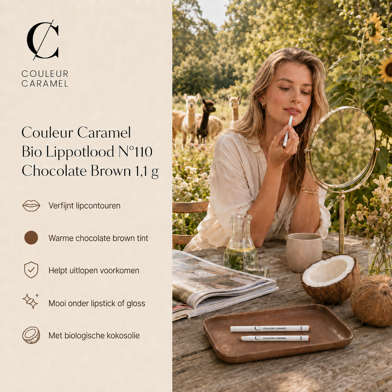Couleur Caramel lippotlood Chocolate Brown voor volle liplook buiten