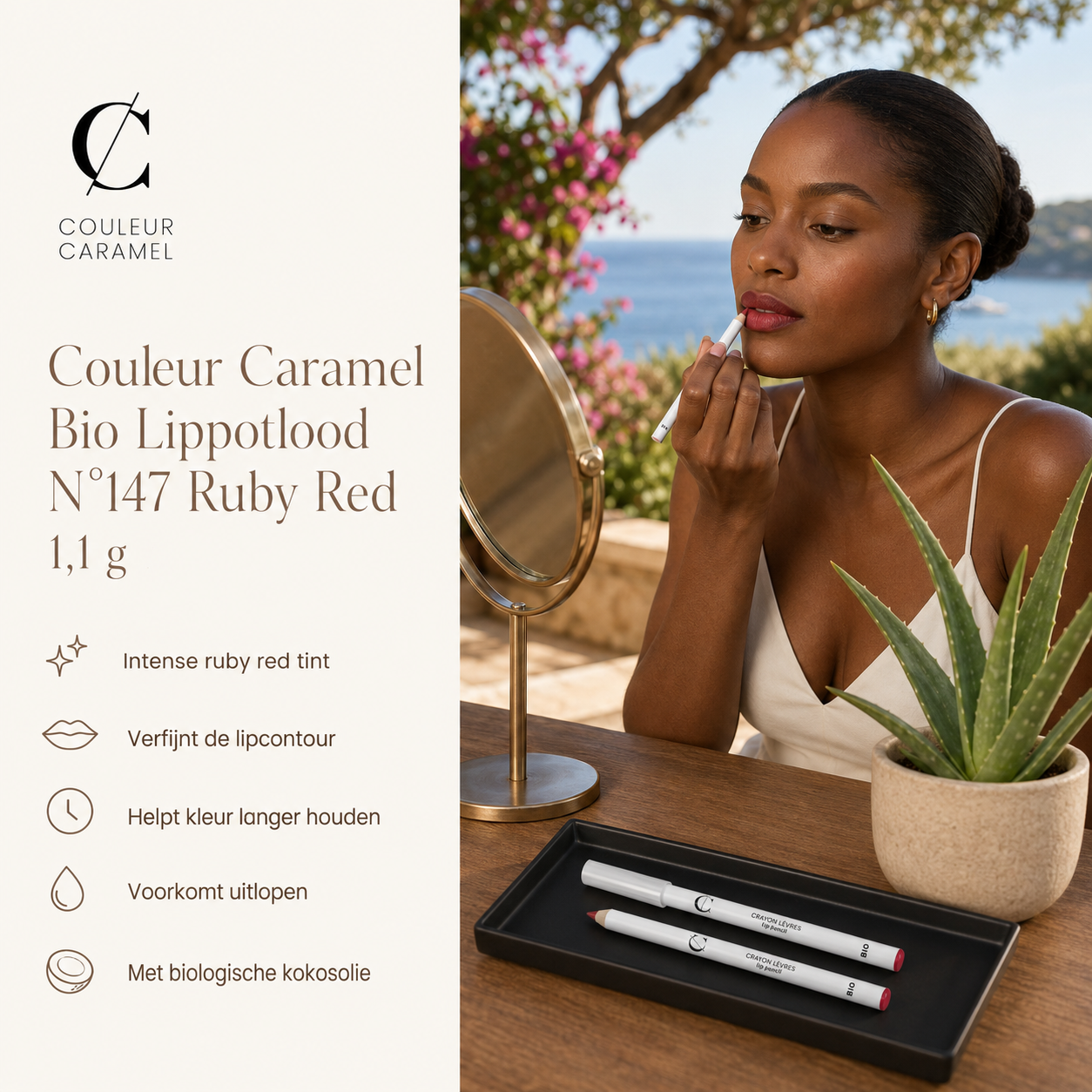 Couleur Caramel Lippotlood Ruby Red sfeerbeeld voor krachtige liproutine