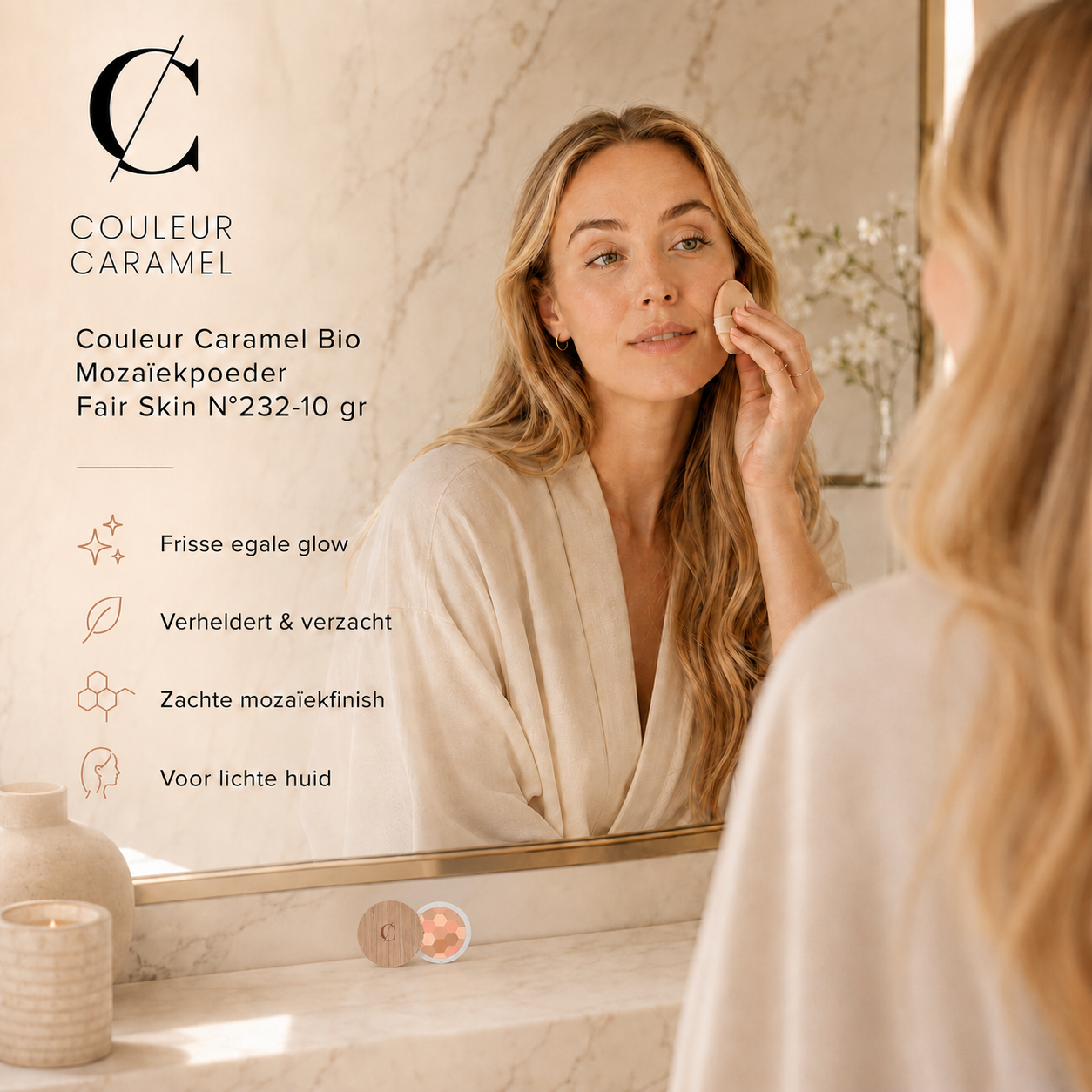 Couleur Caramel Bio Mozaïekpoeder sfeerbeeld voor frisse lichte teint