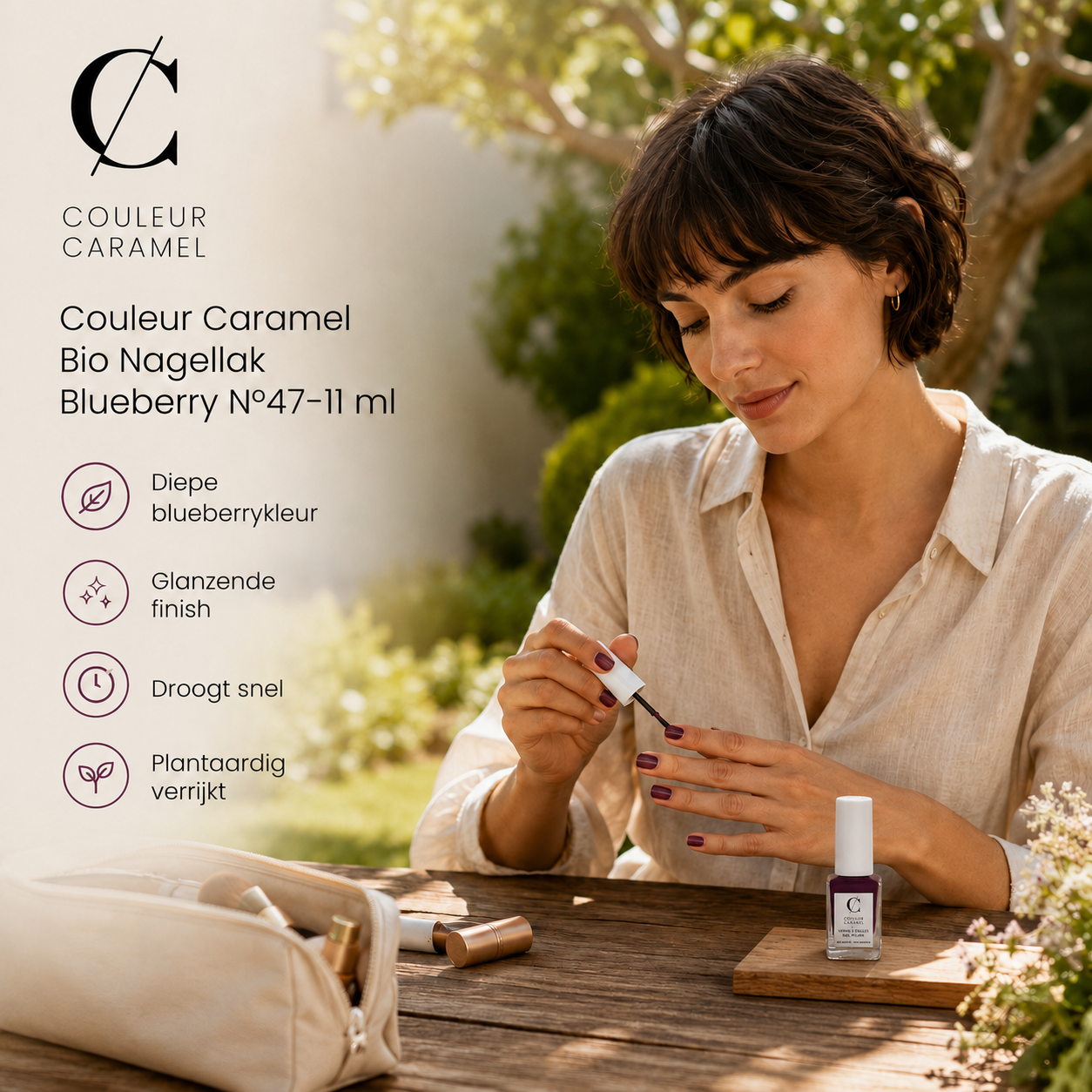 Couleur Caramel Bio Nagellak sfeerbeeld voor donkere elegante nagels