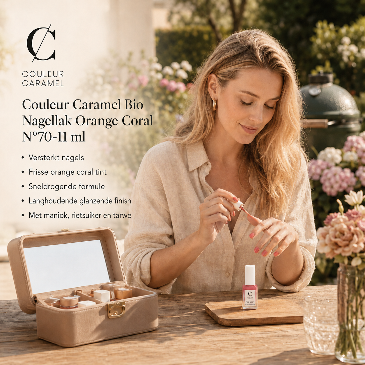 Couleur Caramel Bio Nagellak sfeerbeeld voor levendige koraalnagels