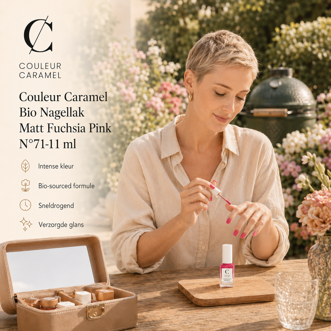 Couleur Caramel Bio Nagellak sfeerbeeld voor uitgesproken roze nagels