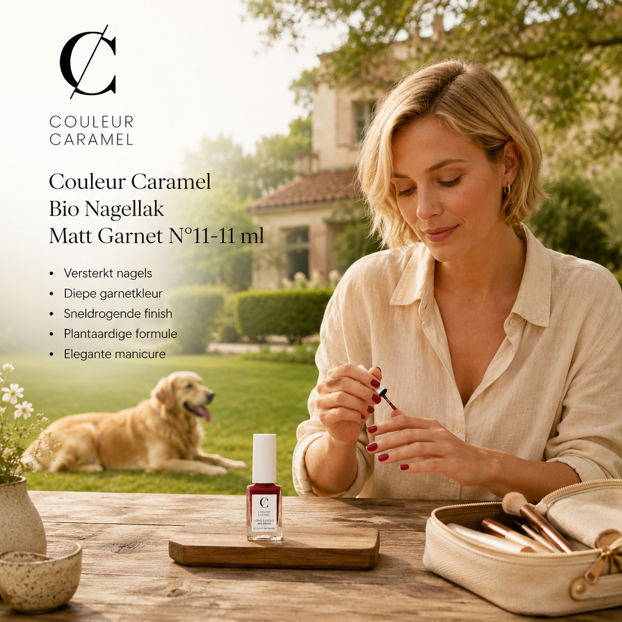 Couleur Caramel Bio Nagellak sfeerbeeld voor elegante donkere nagels