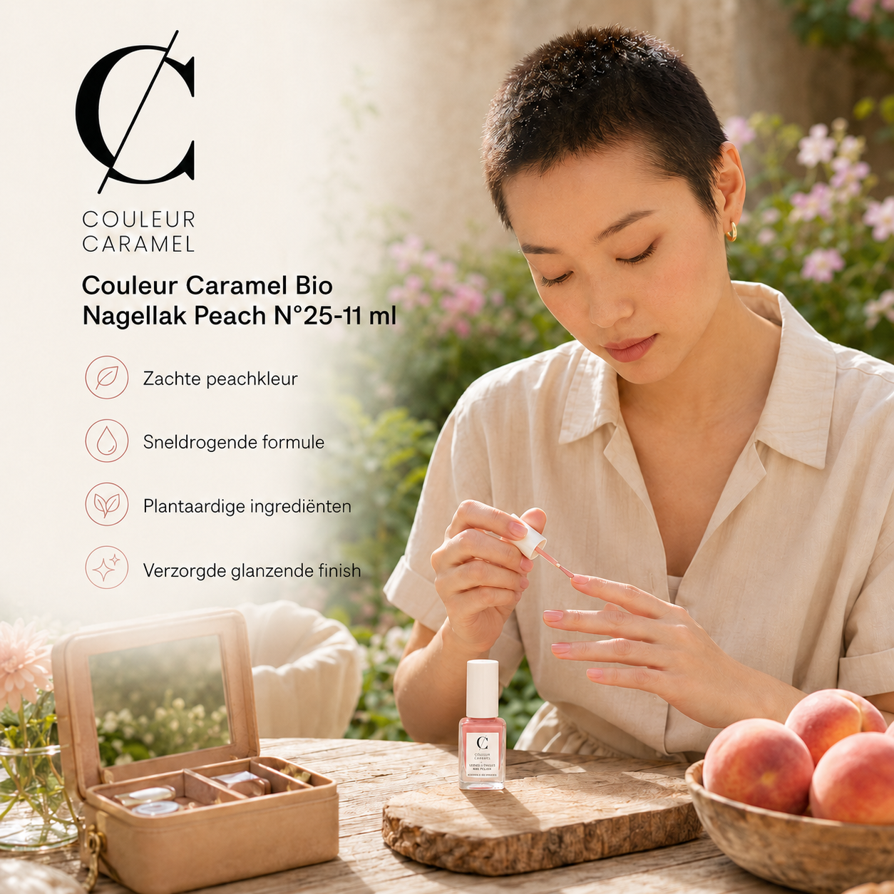Couleur Caramel Bio Nagellak sfeerbeeld voor zachte elegante nagels