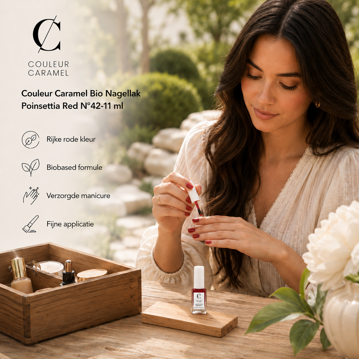 Couleur Caramel Bio Nagellak sfeerbeeld voor krachtige rode nagels