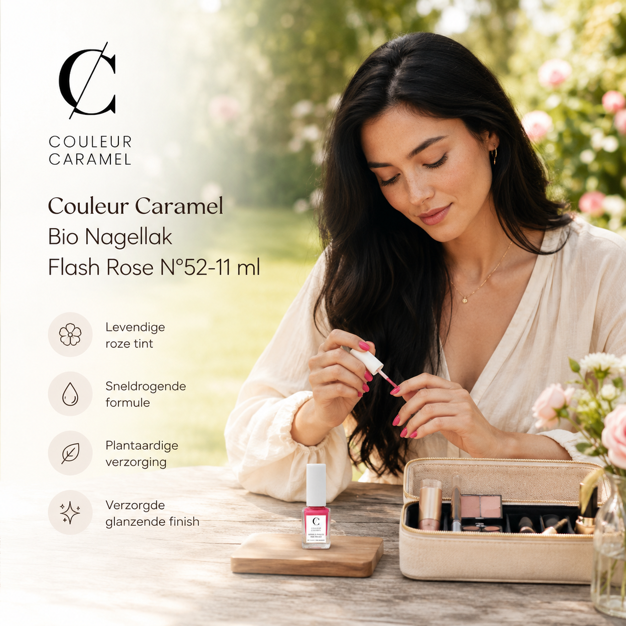 Couleur Caramel Bio Nagellak sfeerbeeld voor frisse roze nagels