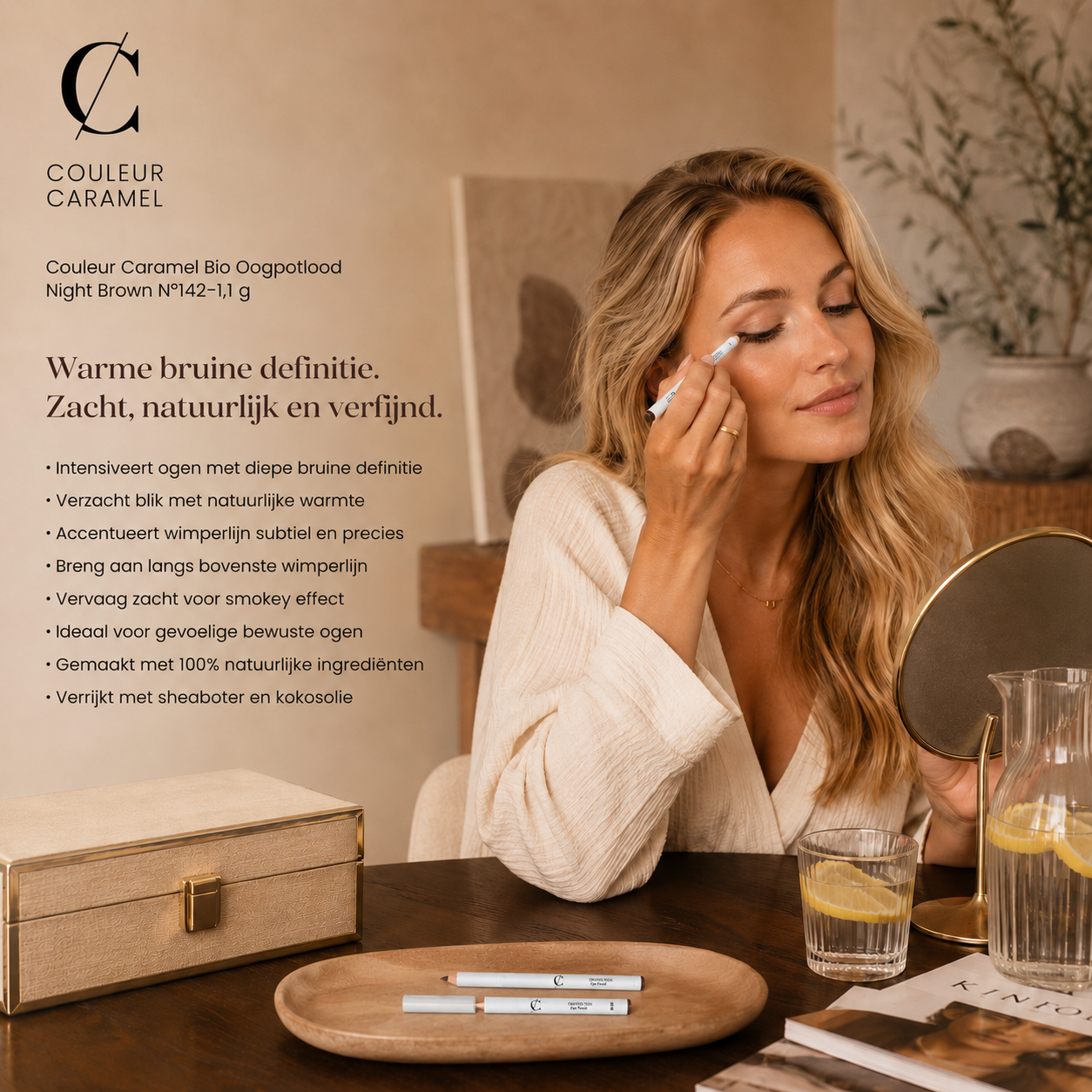 Couleur Caramel Bio Oogpotlood Night Brown in luxe ochtendritueel