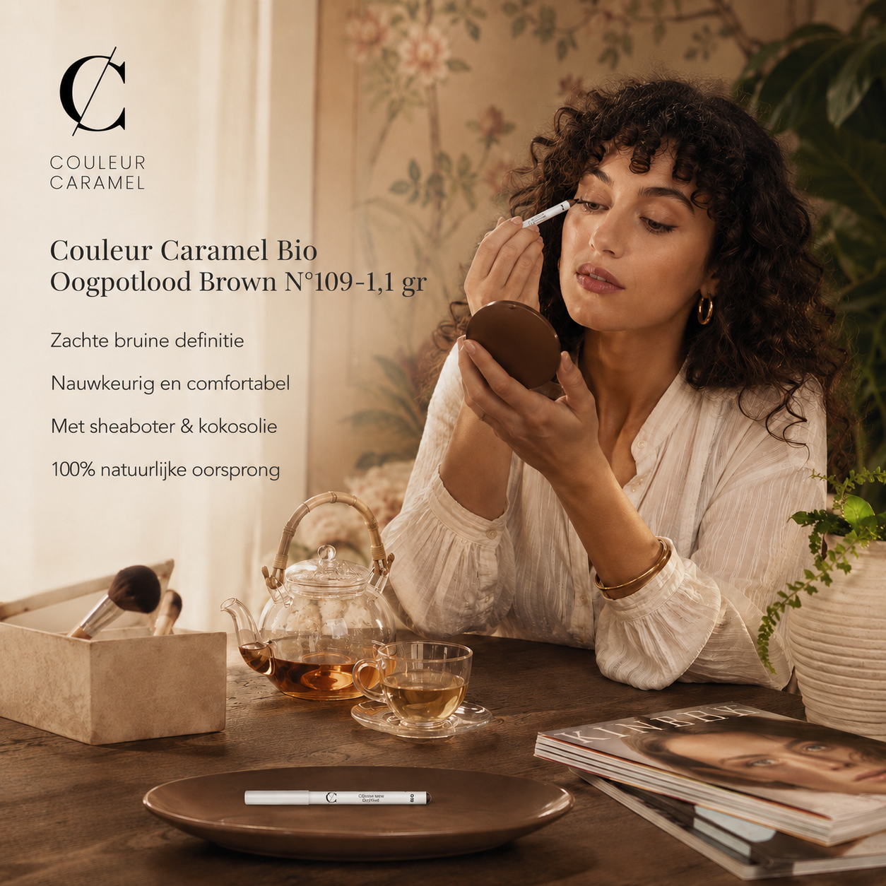 Couleur Caramel Bio Oogpotlood sfeerbeeld voor warme oogdefinitie