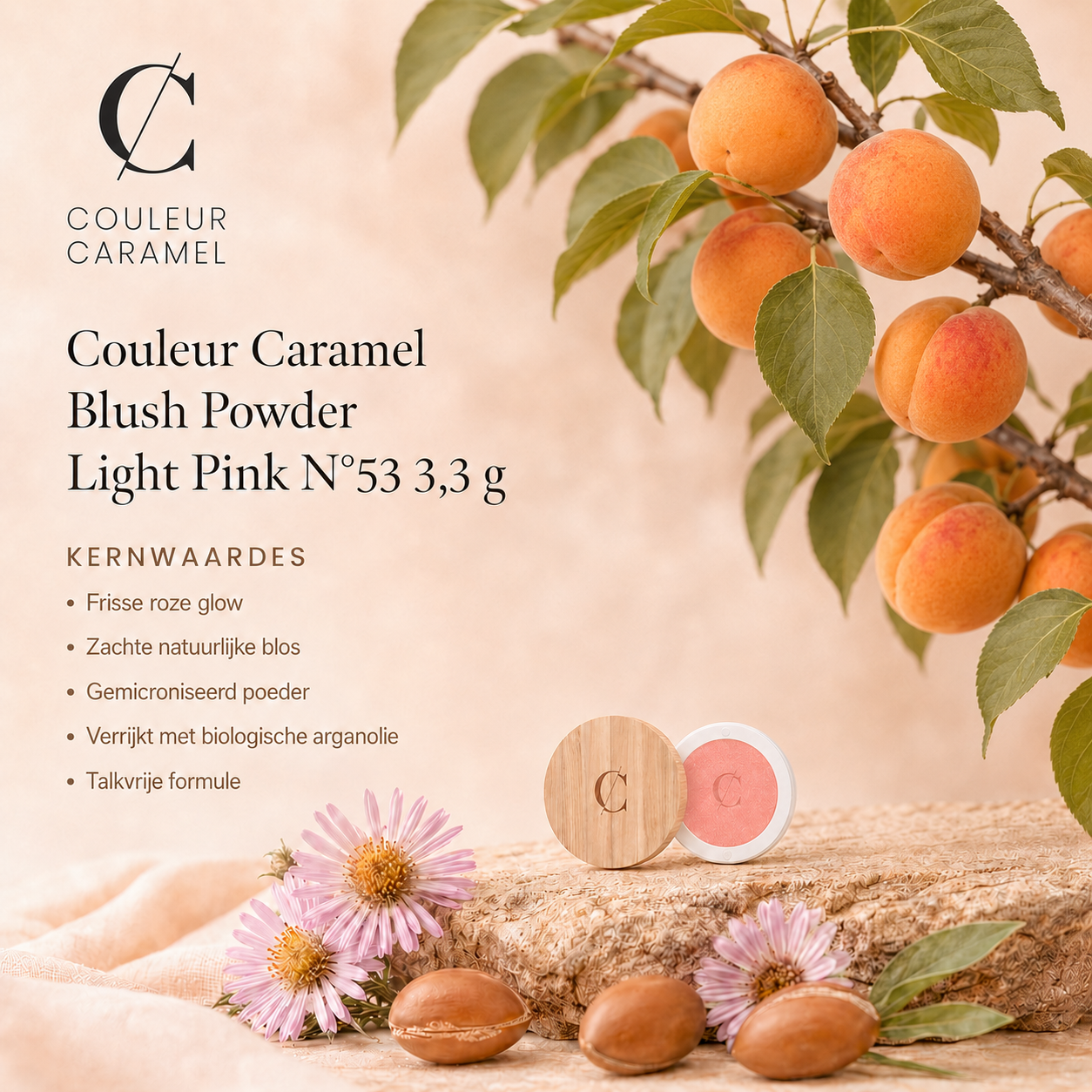 Couleur Caramel Blush Powder Light Pink N°53 zachte roze glow