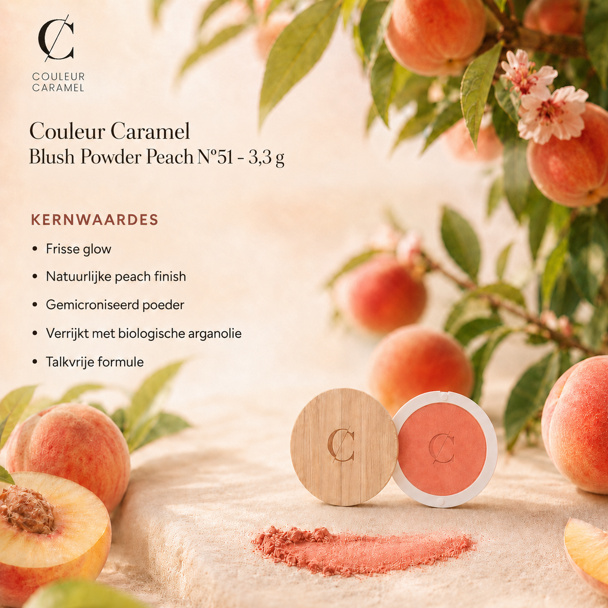 Couleur Caramel Blush Powder Peach N°51 natuurlijke frisse glow