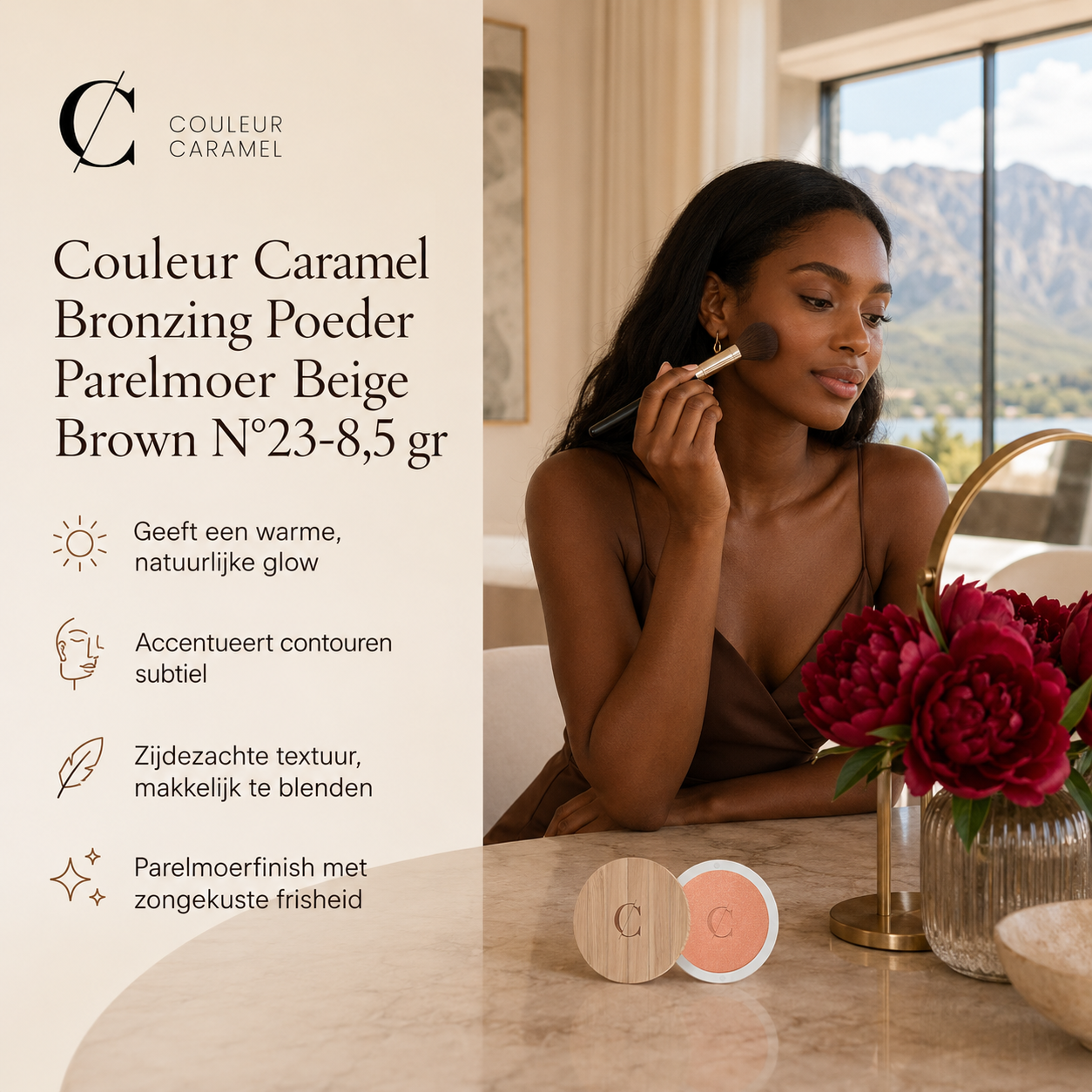 Couleur Caramel Bronzing Poeder sfeerbeeld voor natuurlijke sunkissed glow