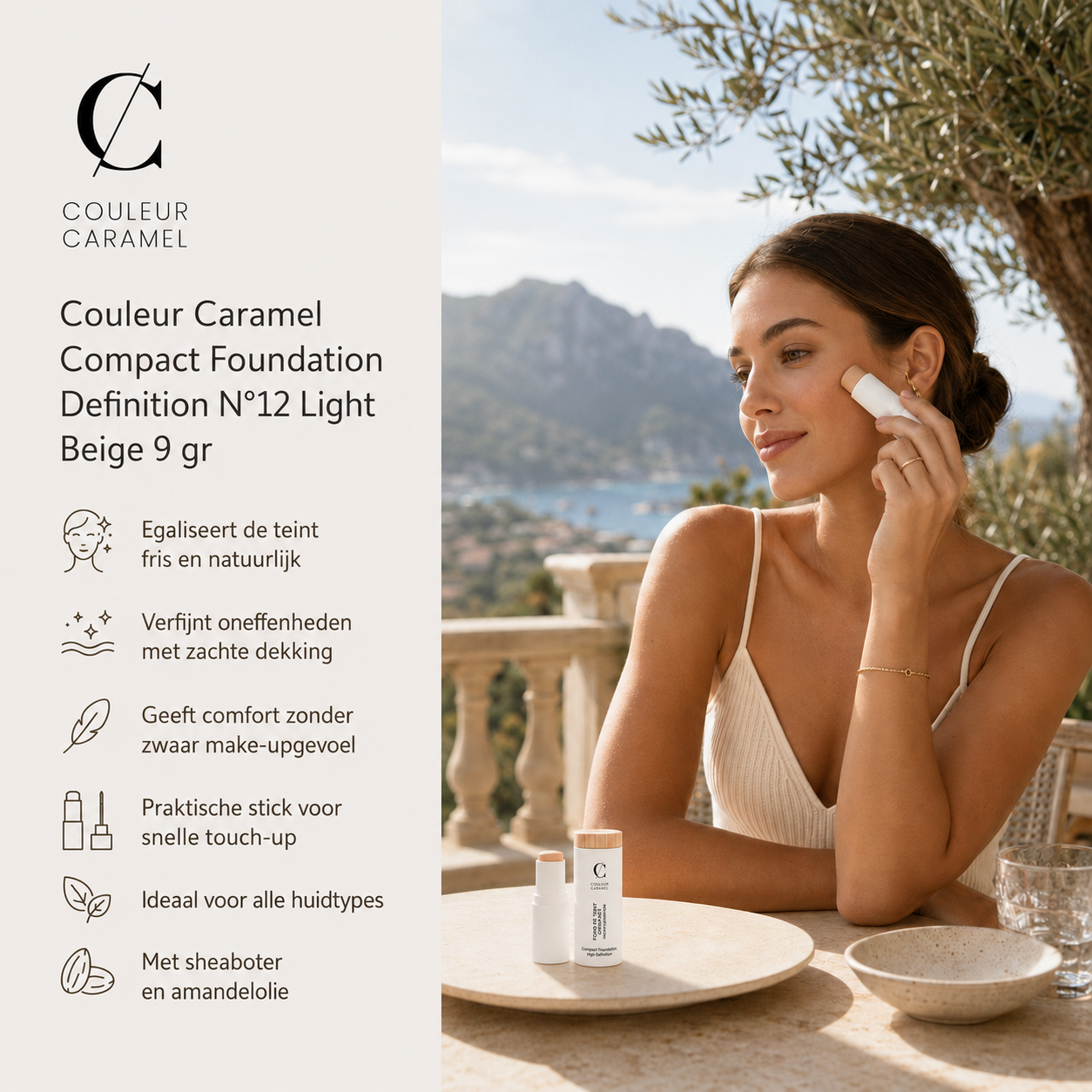 Couleur Caramel Compact Foundation Light Beige voor egale teint buiten