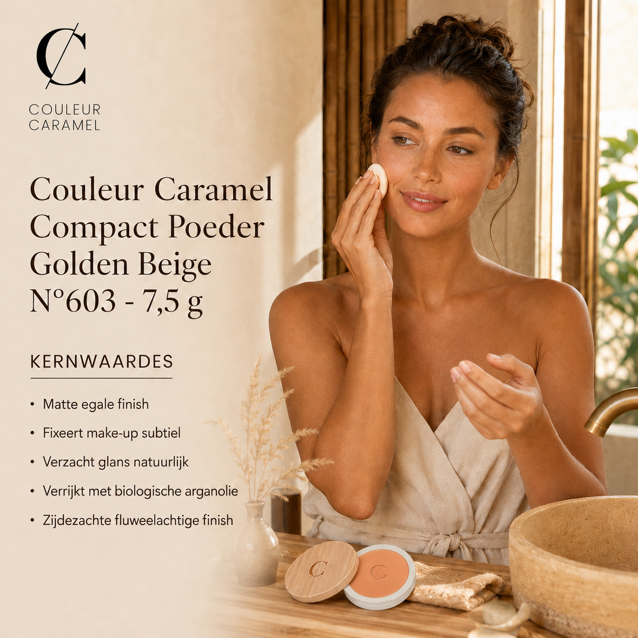 Couleur Caramel Compact Poeder Golden Beige N°603 matte finish