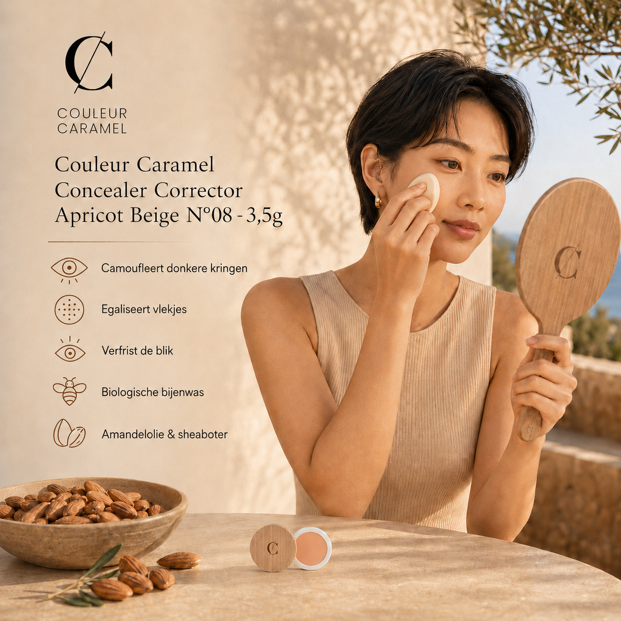 Couleur Caramel Concealer Apricot Beige verfrist blik in zonlicht