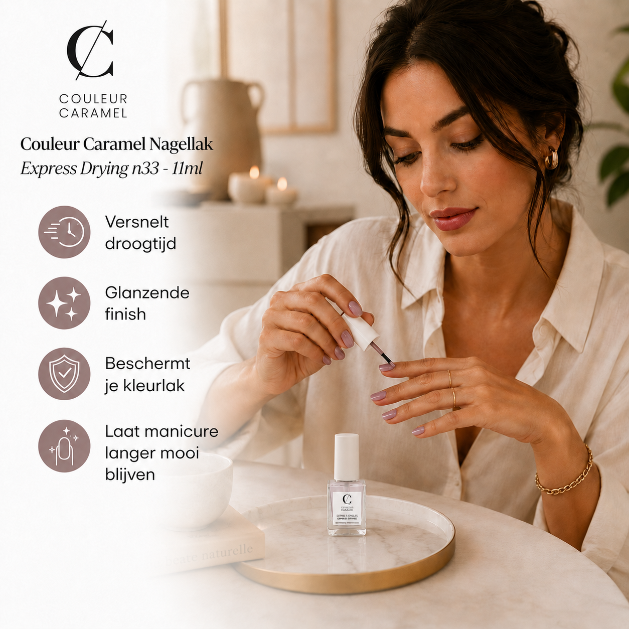 Couleur Caramel Nagellak droogt kleurlak sneller als laatste stap