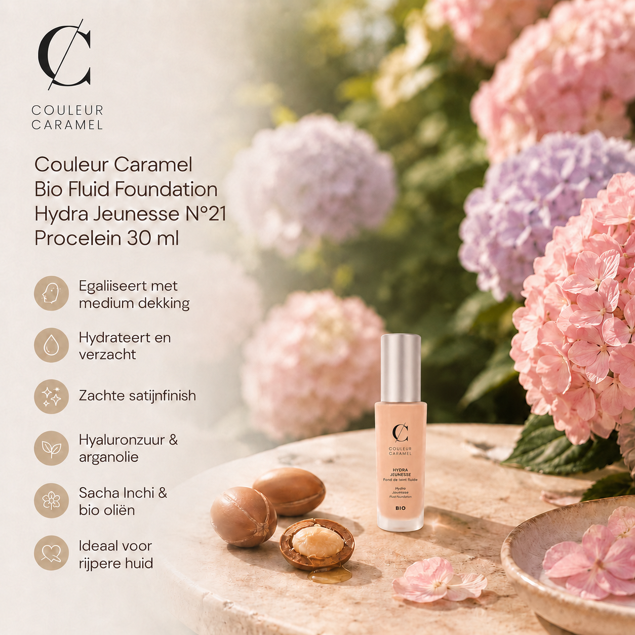Couleur Caramel Foundation Procelein voor hydraterende satijnfinish buiten