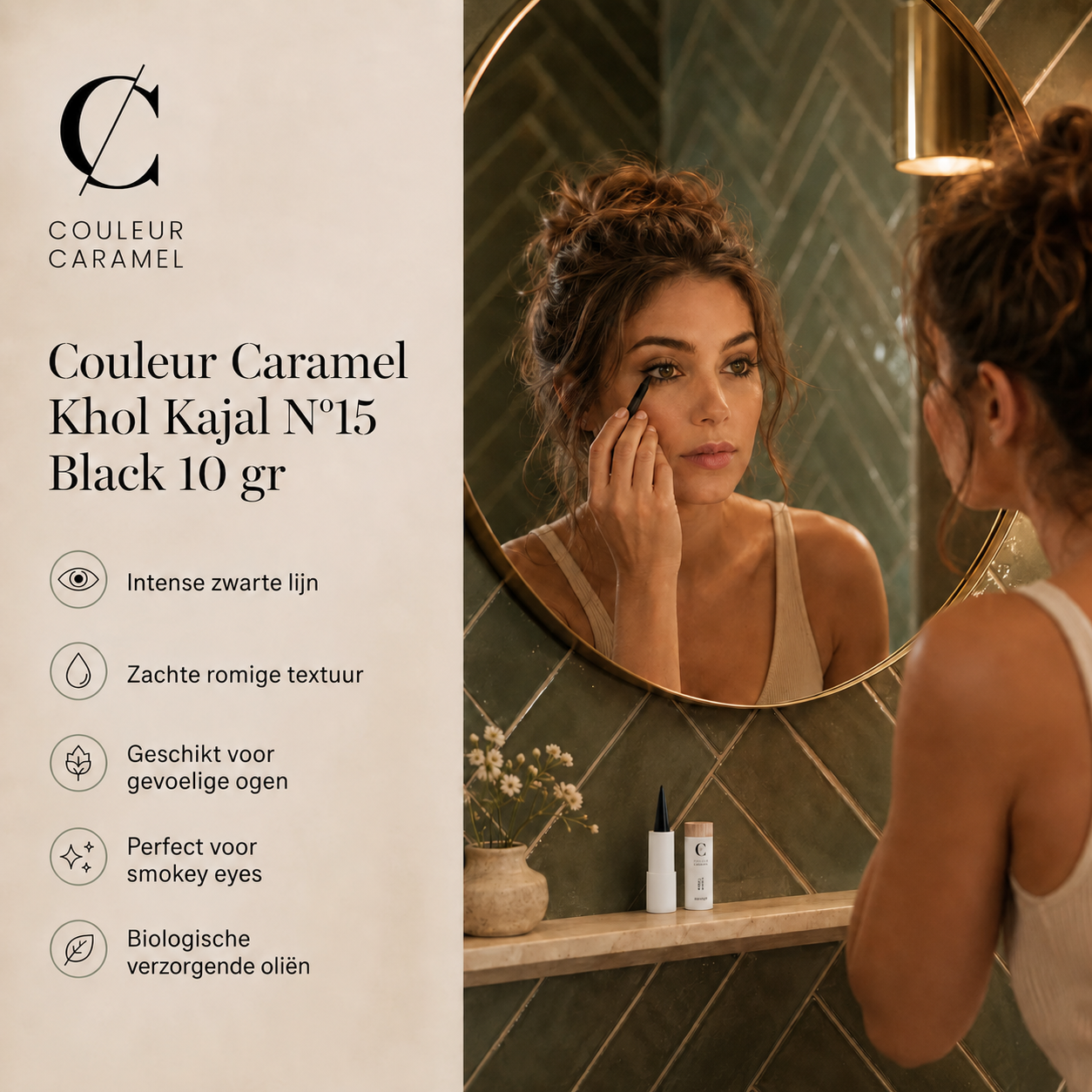 Couleur Caramel Khol Kajal Black voor intense oogopslag in badkamer