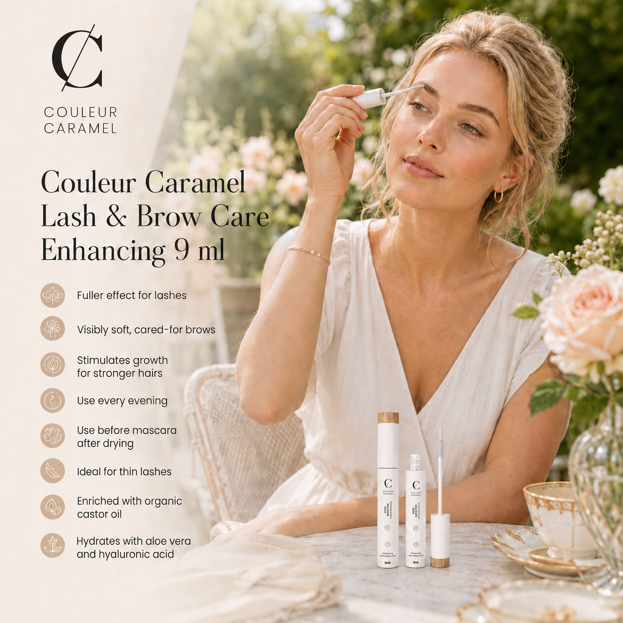 Couleur Caramel Lash Brow Care Enhancing verzorgt wenkbrauwen in tuin
