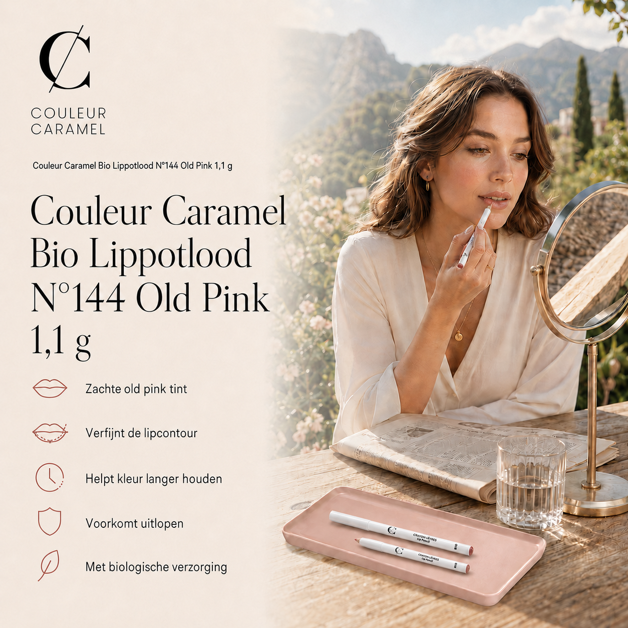 Couleur Caramel Lippotlood Old Pink sfeerbeeld voor natuurlijke liproutine