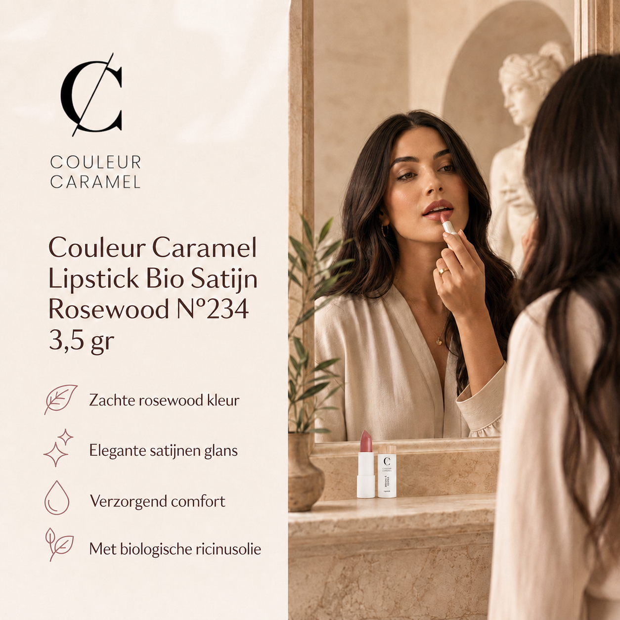 Couleur Caramel Lipstick Rosewood creëert verfijnde dagelijkse look