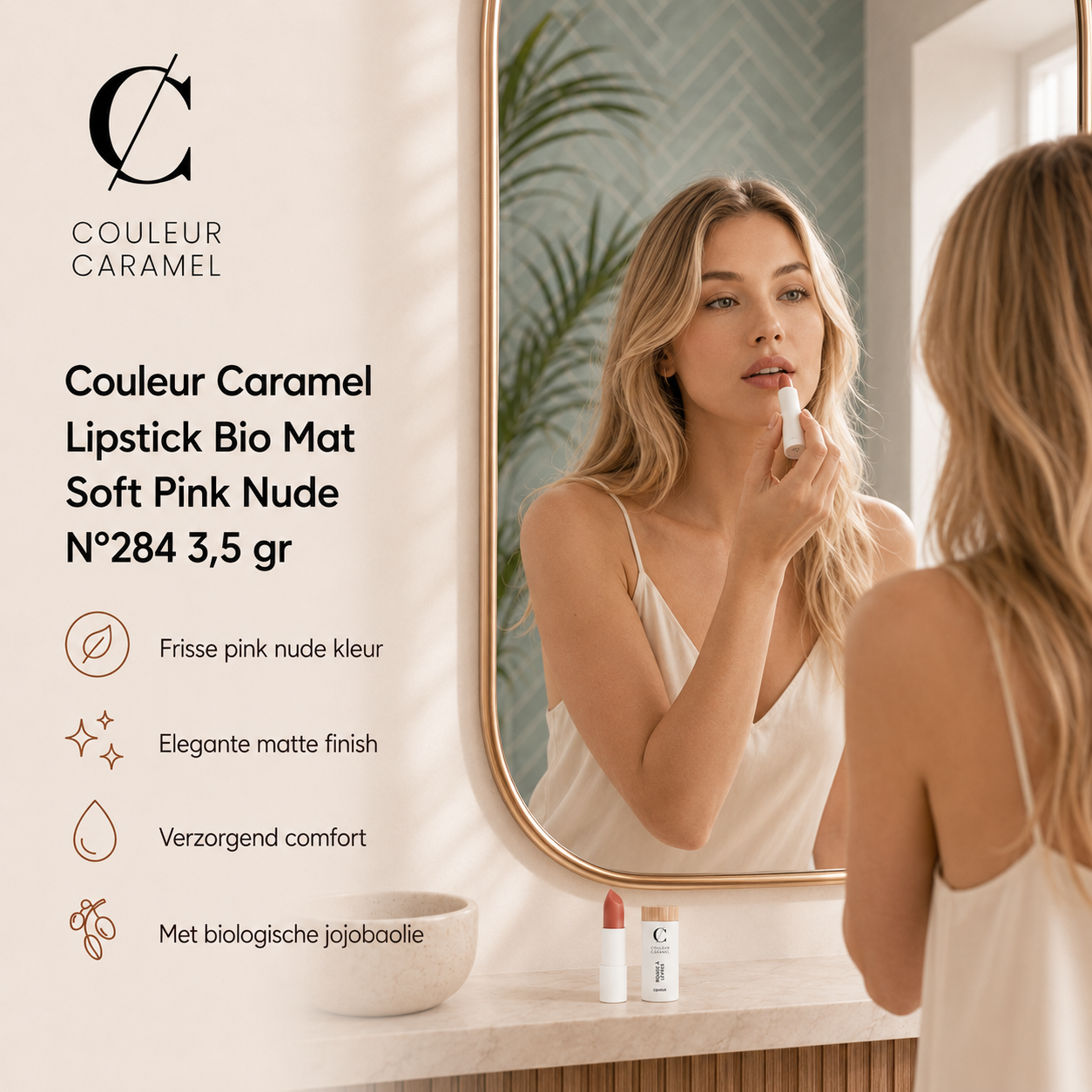 Couleur Caramel Lipstick Soft Pink Nude creëert natuurlijke daglook