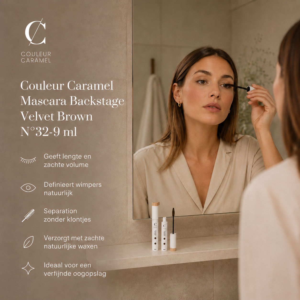 Couleur Caramel Mascara Velvet Brown creëert zachte open ooglook